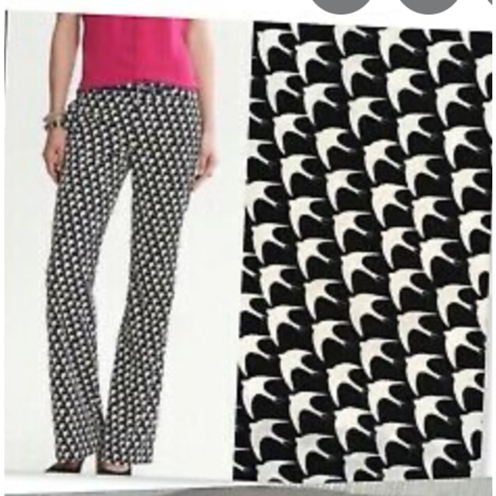 Banana Republic Martin - Black & White Bird Trouser Pant Sz10